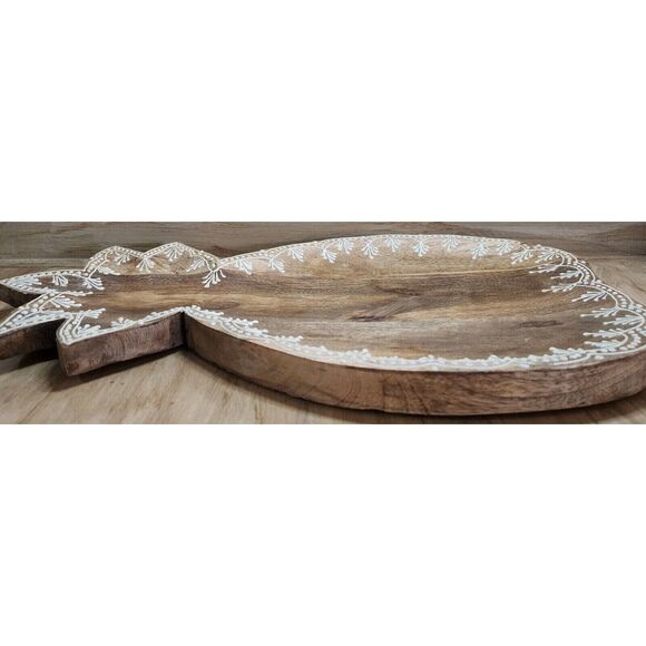 Wood Pineapple Shaped Serving Tray Platter Decorative Edge Catch All Tray Nice - Picture 7 of 11